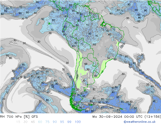 700 hPa Nispi Nem GFS Pzt 30.09.2024 00 UTC