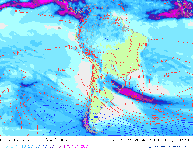 Précipitation accum. GFS ven 27.09.2024 12 UTC