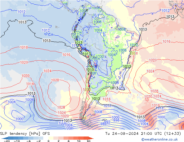 SLP tendency GFS Tu 24.09.2024 21 UTC