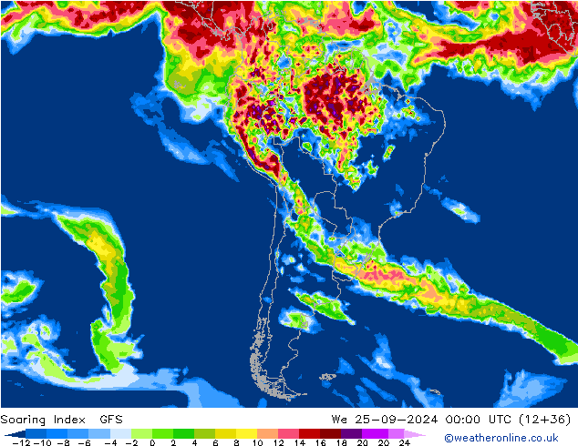 Yükselme İndeksi GFS Çar 25.09.2024 00 UTC