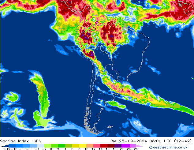 Yükselme İndeksi GFS Çar 25.09.2024 06 UTC