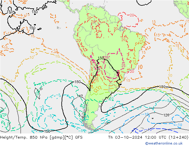 Z500/Rain (+SLP)/Z850 GFS  03.10.2024 12 UTC