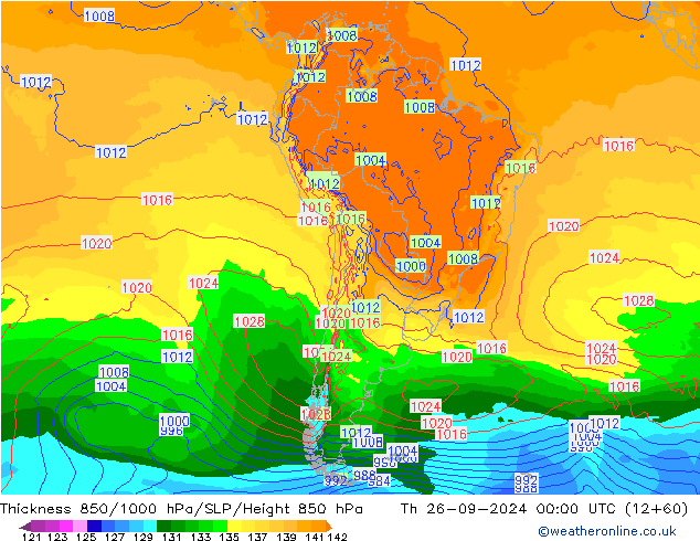 Thck 850-1000 hPa GFS Th 26.09.2024 00 UTC