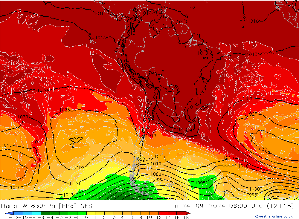 Theta-W 850hPa GFS Ter 24.09.2024 06 UTC