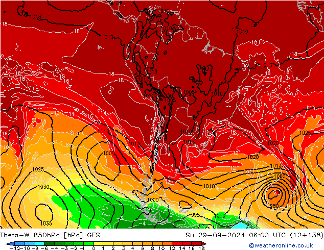 Theta-W 850hPa GFS Dom 29.09.2024 06 UTC