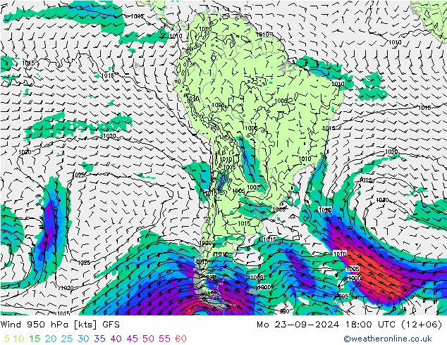 Wind 950 hPa GFS Mo 23.09.2024 18 UTC