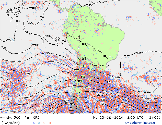 V-Adv. 500 hPa GFS lun 23.09.2024 18 UTC