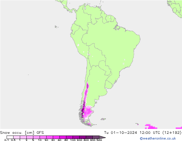 Snow accu. GFS Tu 01.10.2024 12 UTC