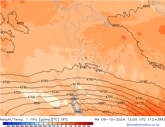 Height/Temp. 1 hPa GFS We 09.10.2024 12 UTC