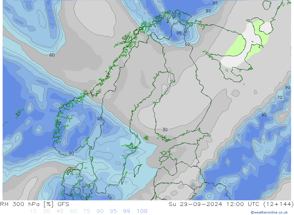 RH 300 hPa GFS Su 29.09.2024 12 UTC