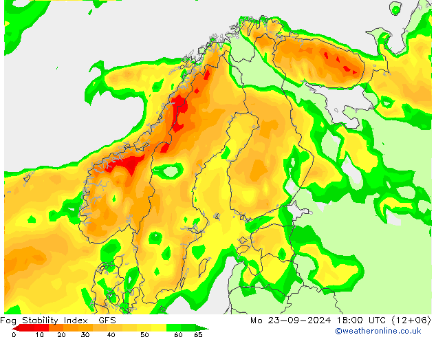 Fog Stability Index GFS  23.09.2024 18 UTC