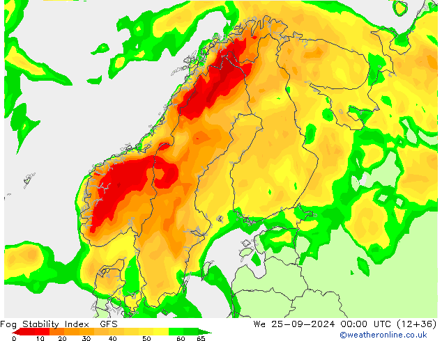 Fog Stability Index GFS śro. 25.09.2024 00 UTC