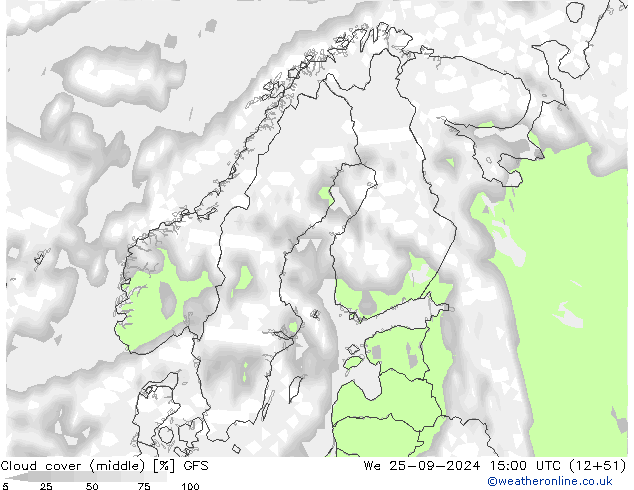 Nuages (moyen) GFS mer 25.09.2024 15 UTC