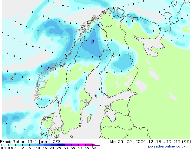 Z500/Rain (+SLP)/Z850 GFS  23.09.2024 18 UTC