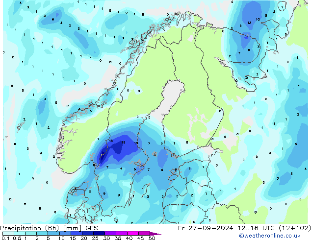 Z500/Regen(+SLP)/Z850 GFS vr 27.09.2024 18 UTC