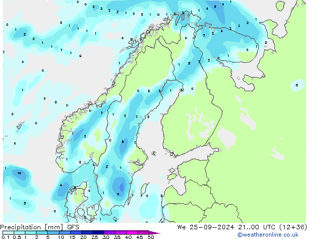 Précipitation GFS mer 25.09.2024 00 UTC