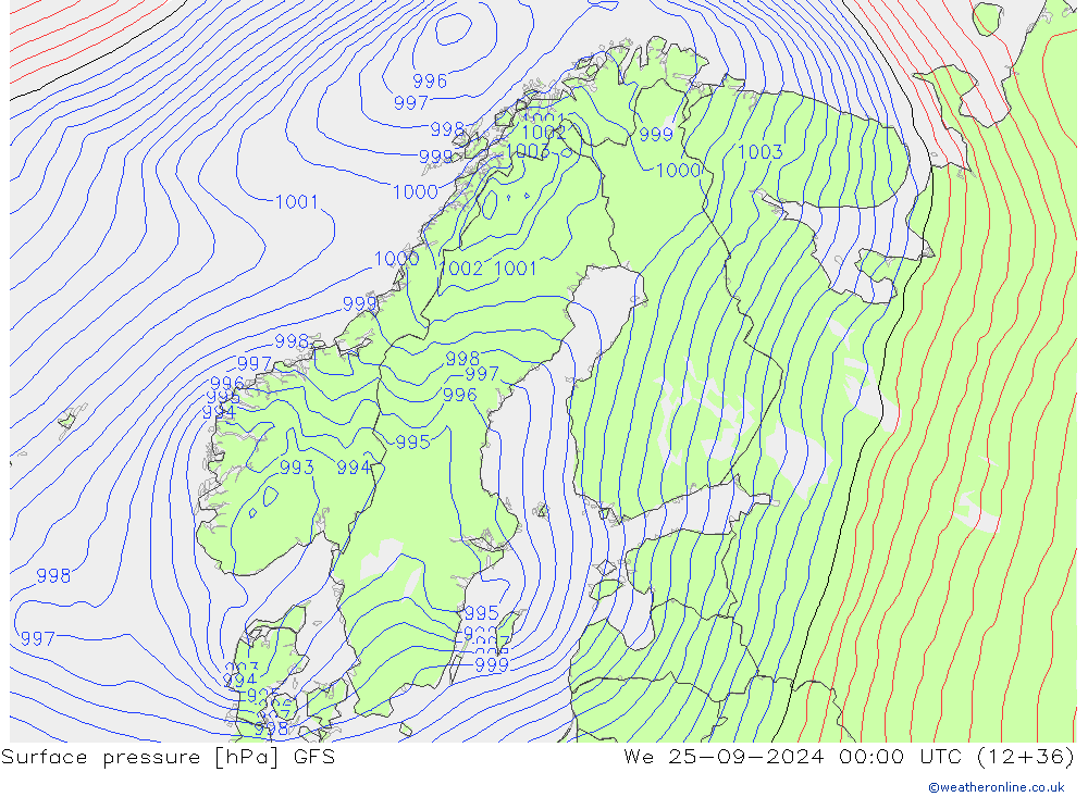 Bodendruck GFS Mi 25.09.2024 00 UTC