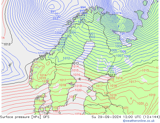 ciśnienie GFS nie. 29.09.2024 12 UTC