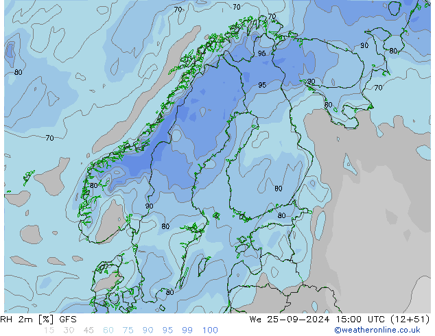 Humidité rel. 2m GFS mer 25.09.2024 15 UTC