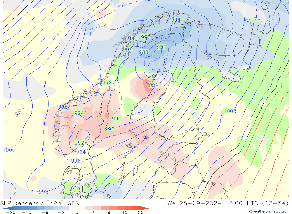 тенденция давления GFS ср 25.09.2024 18 UTC