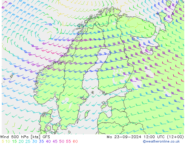 Wind 500 hPa GFS Po 23.09.2024 12 UTC