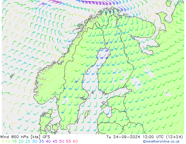 Rüzgar 850 hPa GFS Sa 24.09.2024 12 UTC