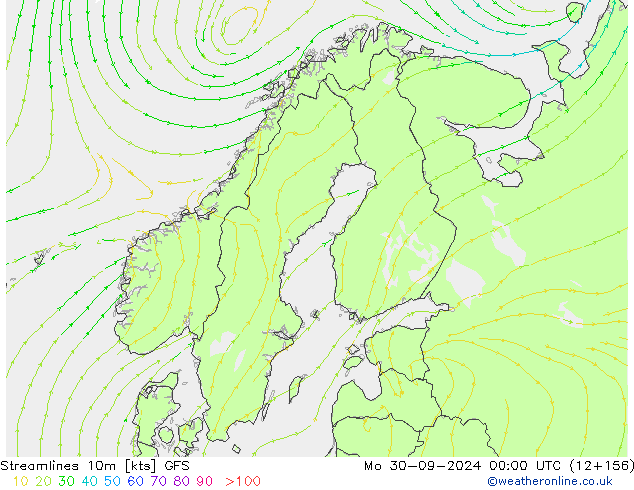 Streamlines 10m GFS Mo 30.09.2024 00 UTC