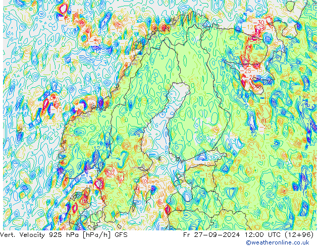 Vert. Velocity 925 гПа GFS пт 27.09.2024 12 UTC