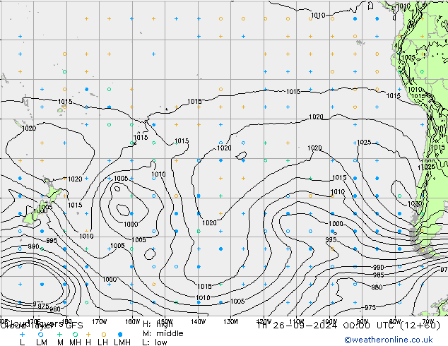 Chmura warstwa GFS czw. 26.09.2024 00 UTC