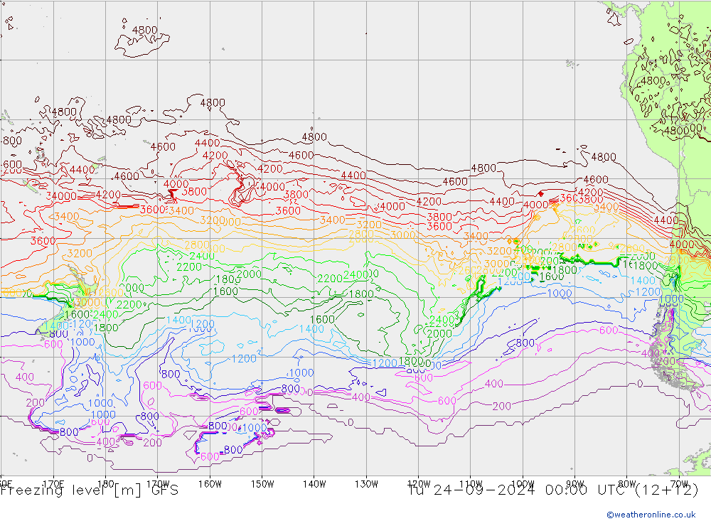 Isotherme 0° GFS mar 24.09.2024 00 UTC