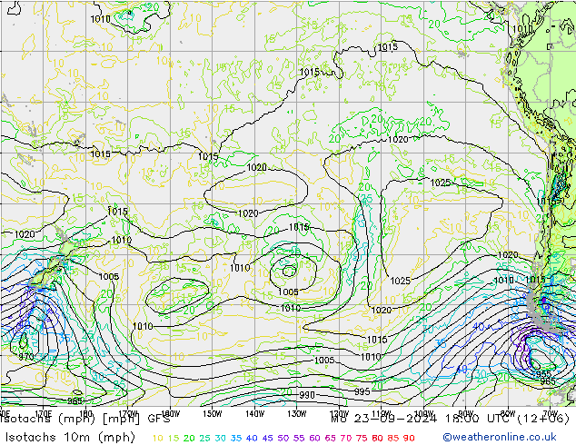 Isotachs (mph) GFS Seg 23.09.2024 18 UTC