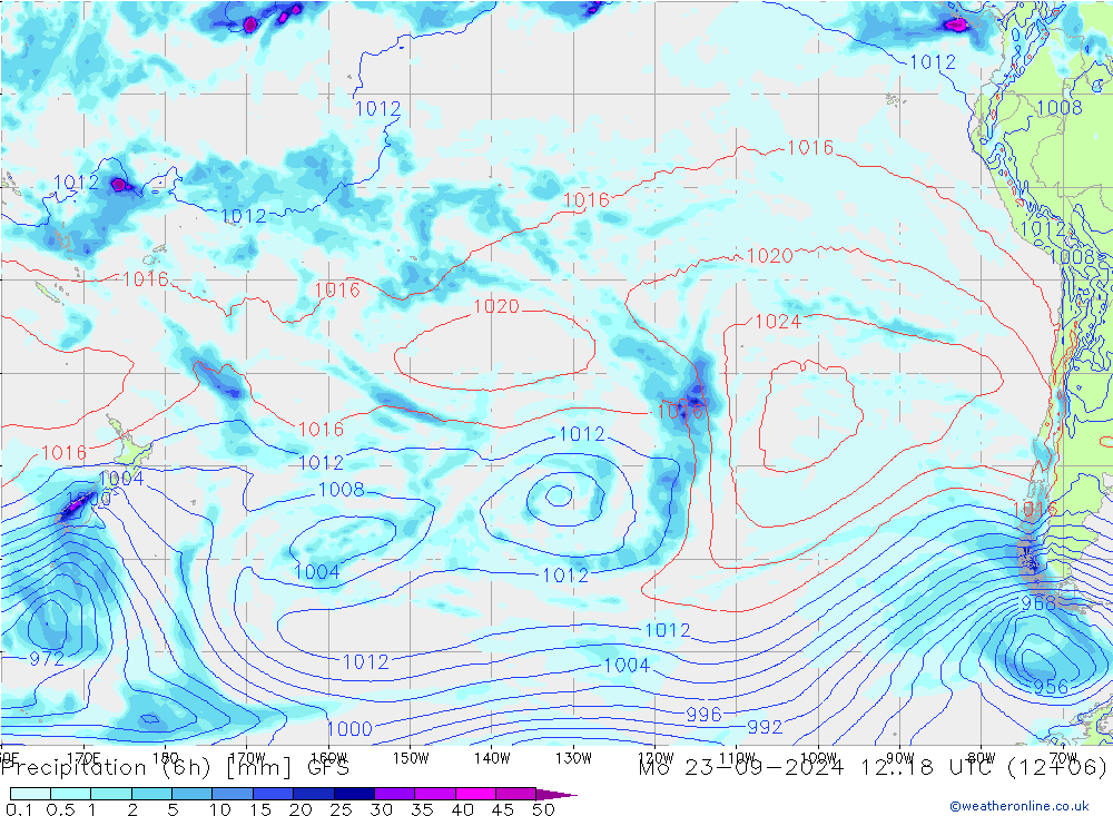 Z500/Rain (+SLP)/Z850 GFS Mo 23.09.2024 18 UTC