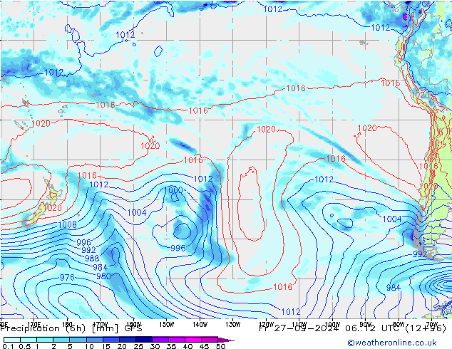 Z500/Rain (+SLP)/Z850 GFS Fr 27.09.2024 12 UTC