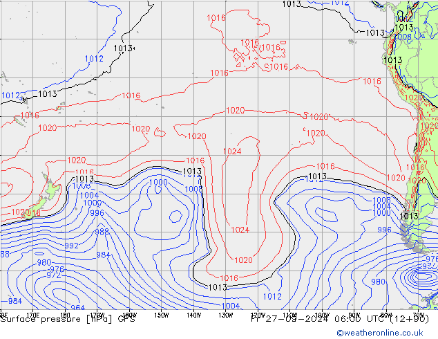 Yer basıncı GFS Cu 27.09.2024 06 UTC