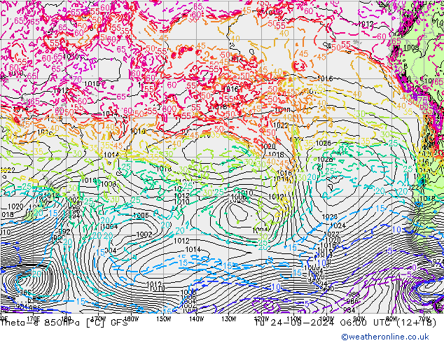 Theta-e 850hPa GFS mar 24.09.2024 06 UTC