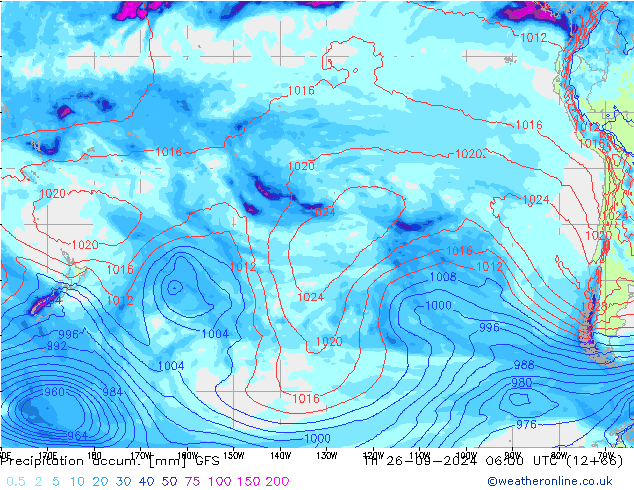 Totale neerslag GFS do 26.09.2024 06 UTC