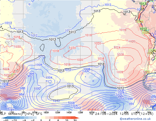 SLP tendency GFS Tu 24.09.2024 12 UTC