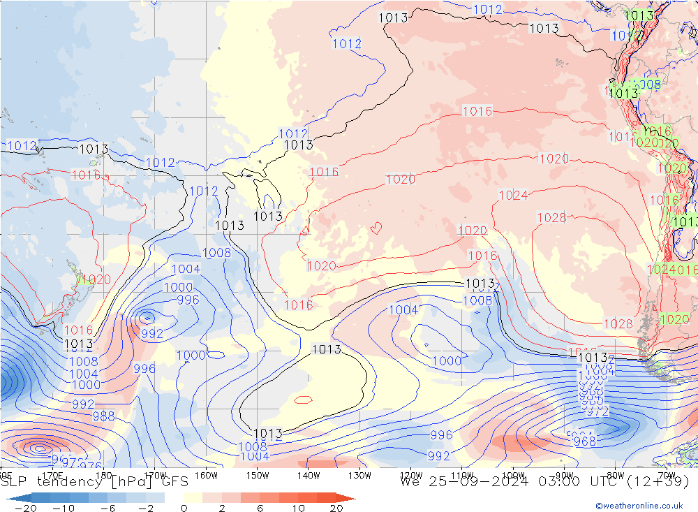 SLP tendency GFS St 25.09.2024 03 UTC