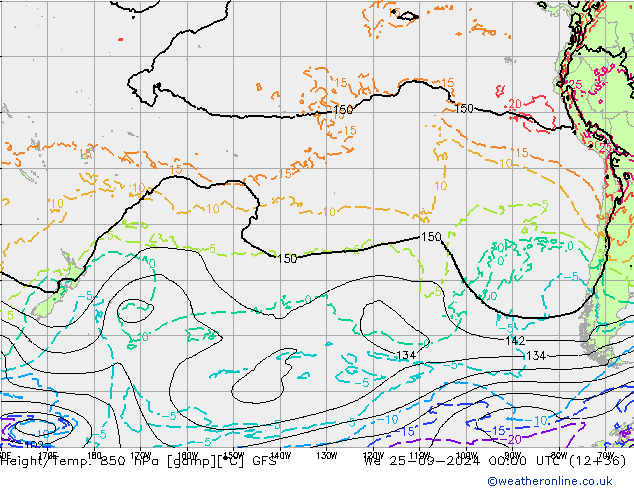 Yükseklik/Sıc. 850 hPa GFS Çar 25.09.2024 00 UTC