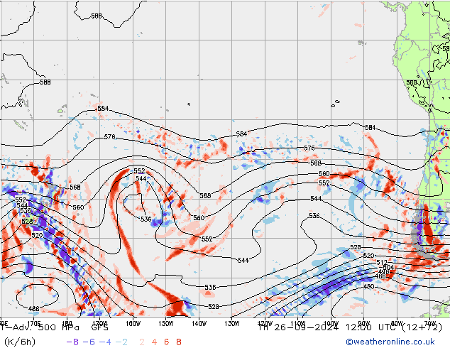 T-Adv. 500 hPa GFS Čt 26.09.2024 12 UTC