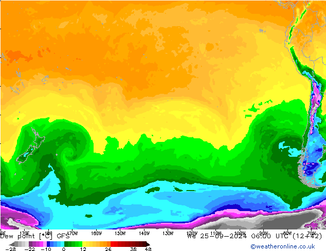 Dew point GFS We 25.09.2024 06 UTC