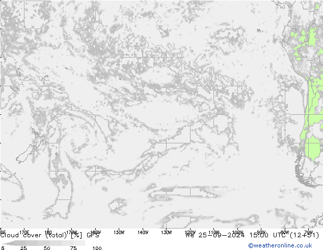 Cloud cover (total) GFS We 25.09.2024 15 UTC