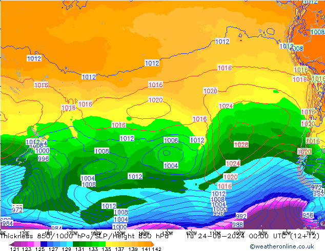 Thck 850-1000 hPa GFS Tu 24.09.2024 00 UTC