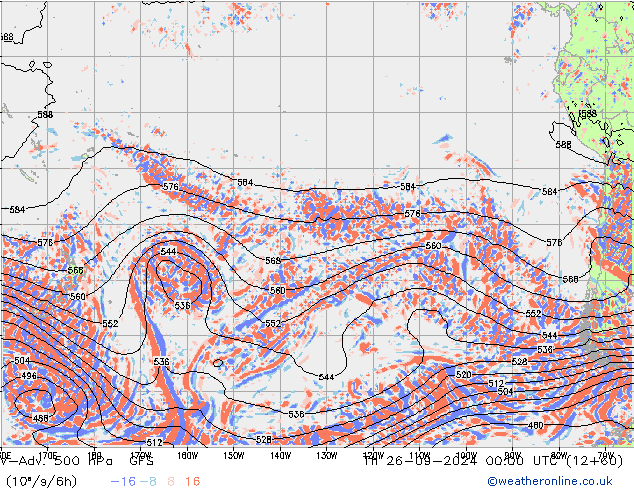 V-Adv. 500 hPa GFS czw. 26.09.2024 00 UTC