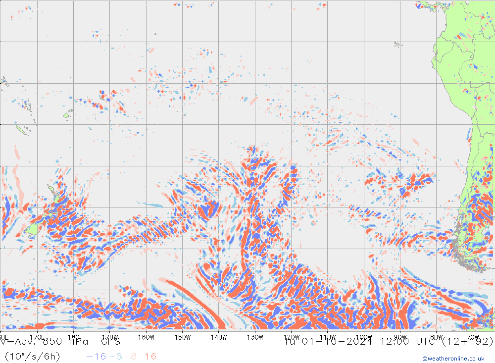 V-Adv. 850 hPa GFS Sa 01.10.2024 12 UTC