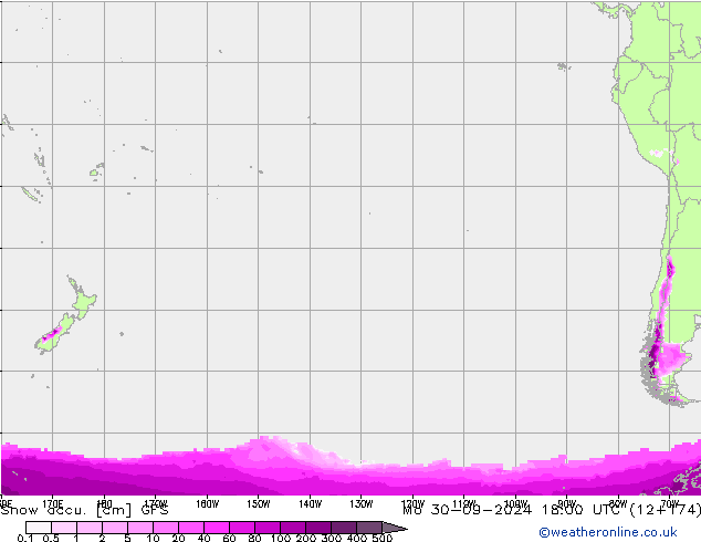 Snow accu. GFS pon. 30.09.2024 18 UTC