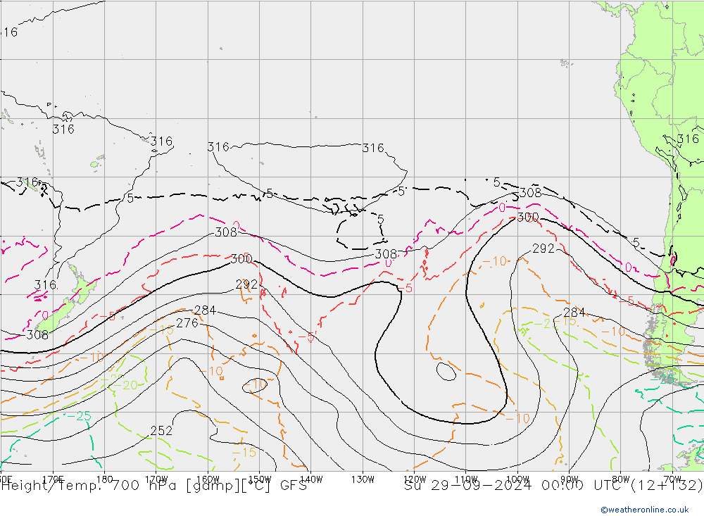 Géop./Temp. 700 hPa GFS dim 29.09.2024 00 UTC