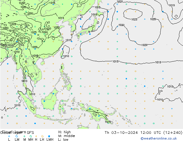 Cloud layer GFS jeu 03.10.2024 12 UTC