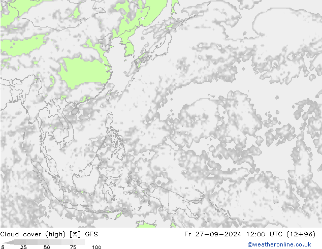 vysoký oblak GFS Pá 27.09.2024 12 UTC