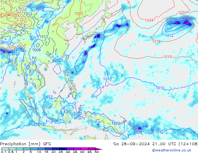 Precipitación GFS sáb 28.09.2024 00 UTC